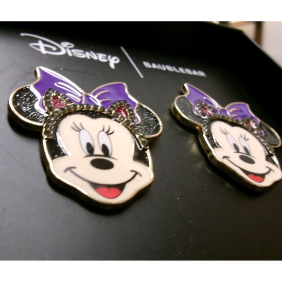 Disney Baublebar Minnie Mouse Halloween Purple Bow Earrings - Picture 2 of 6
